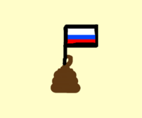 poop with russian flag in it